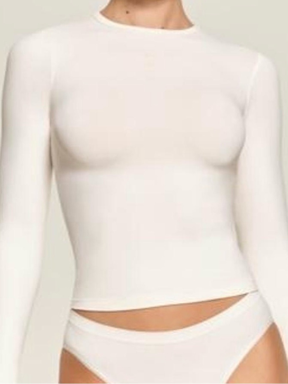 SKIMS Long Sleeve Crewneck Top - Cream